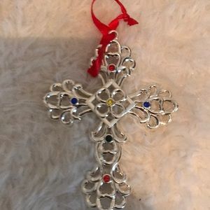 Lennox beautiful sliver plated cross Xmas ornament.